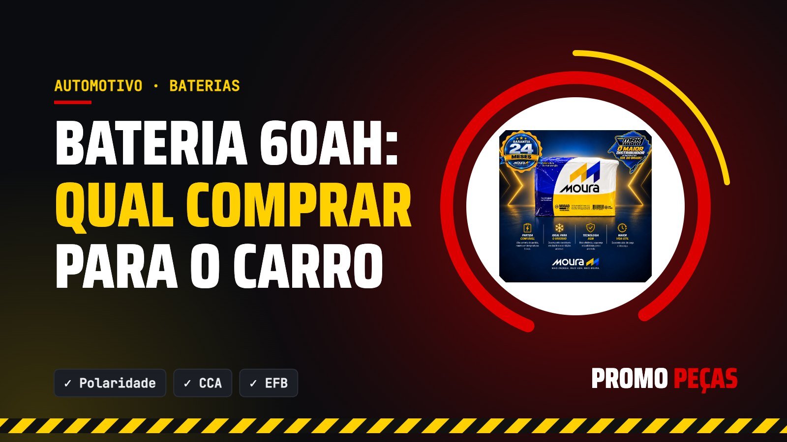 Bateria 60Ah para carro: como escolher a certa e as melhores opções (Moura, Heliar e EFB)