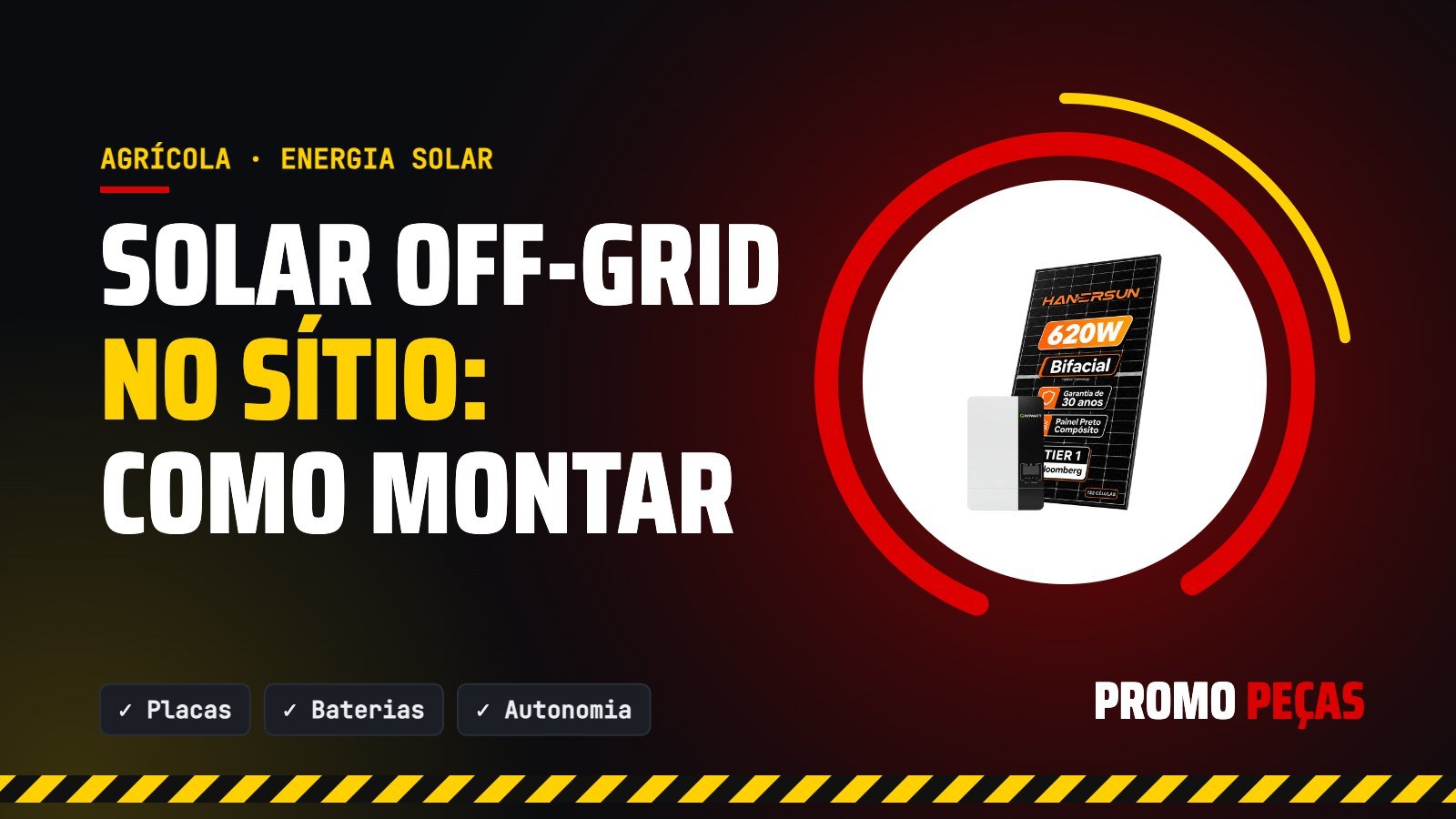 Energia solar off-grid para sítio e fazenda: como dimensionar placas e baterias