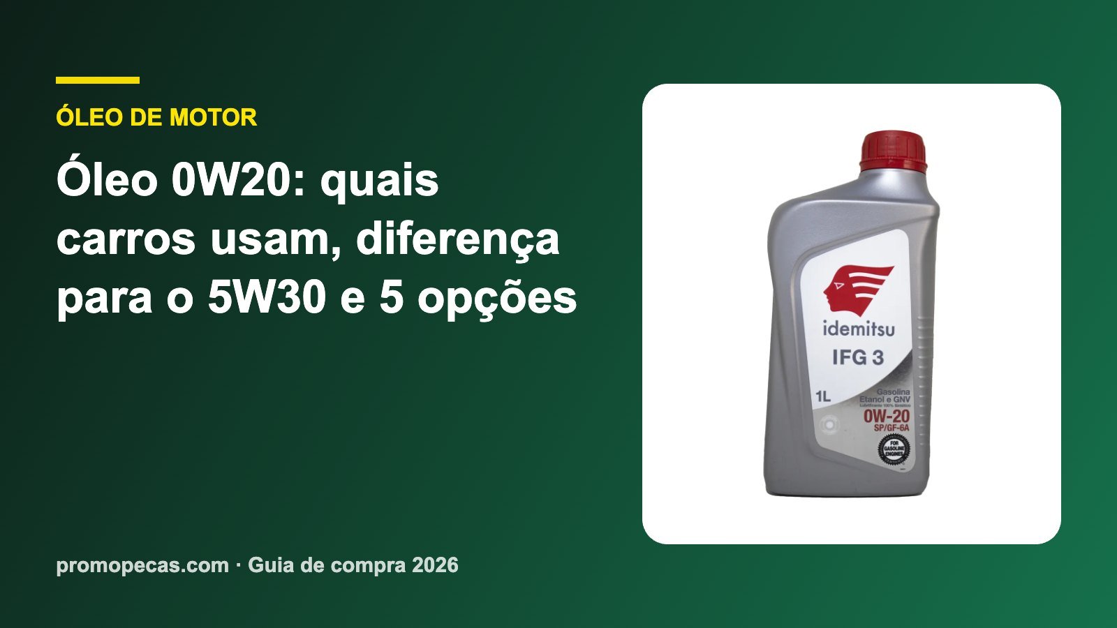 Óleo 0W20: quais carros usam, diferença para o 5W30 e 5 opções